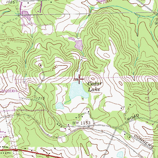 Topographic Map of Cedar Lake Dam, GA