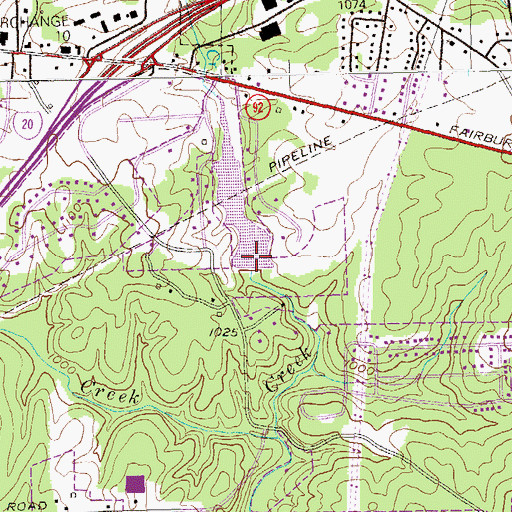 Topographic Map of Shawnee Lake Dam, GA