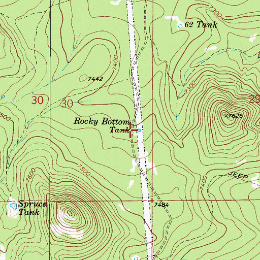 Topographic Map of Rocky Bottom Tank, AZ
