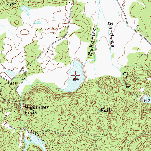Topographic Map of Lower Hightower Falls Lake, GA