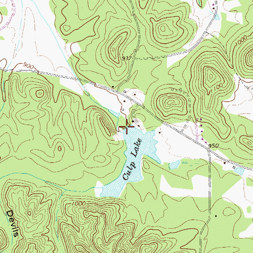 Topographic Map of Culp Lake Dam, GA