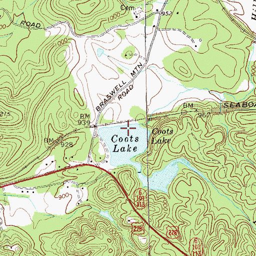 Topographic Map of Lower Coots Lake Dam, GA