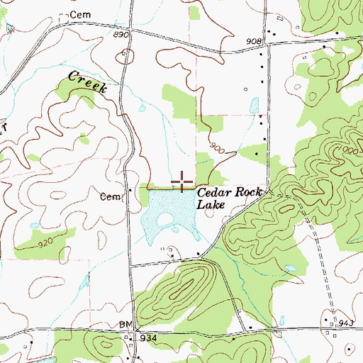 Topographic Map of Cedar Rock Lake Dam, GA