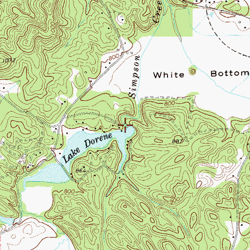 Topographic Map of Lake Dorene Dam, GA