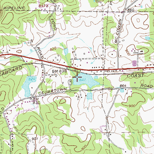 Topographic Map of Pepper Lake Dam, GA
