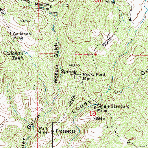 Topographic Map of Rocky Ford Mine, AZ