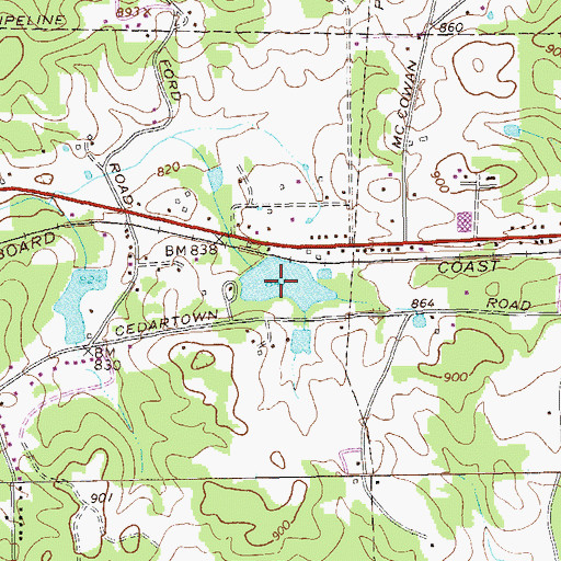 Topographic Map of Pepper Lake, GA
