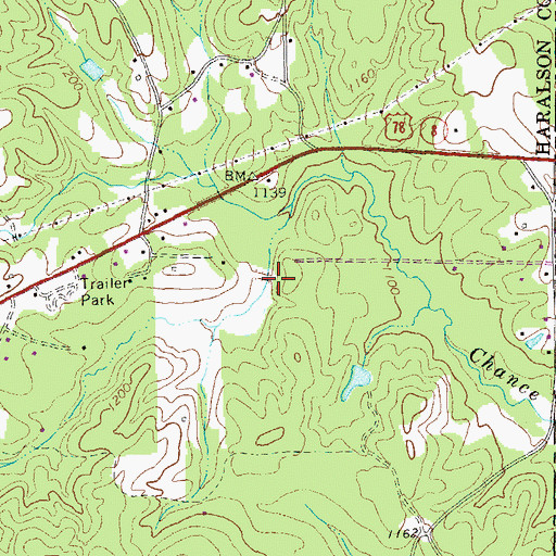 Topographic Map of Spears Lake Dam, GA