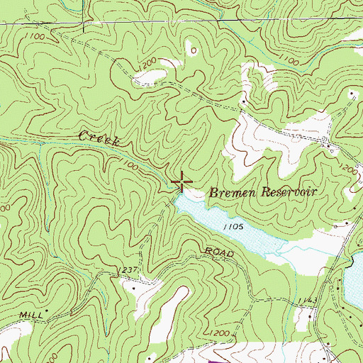 Topographic Map of Bremen Reservoir Lake Dam, GA