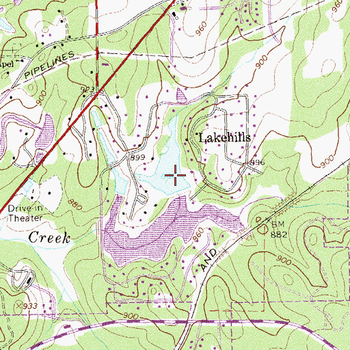 Topographic Map of Lake Hill Estates Dam, GA
