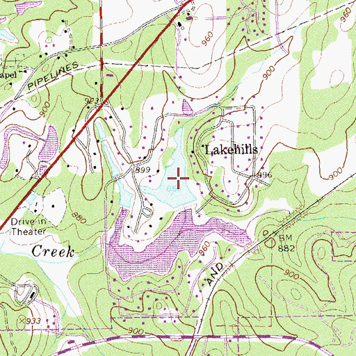 Topographic Map of Lake Hill Estates Lake, GA
