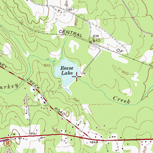 Topographic Map of Reese Lake Dam, GA