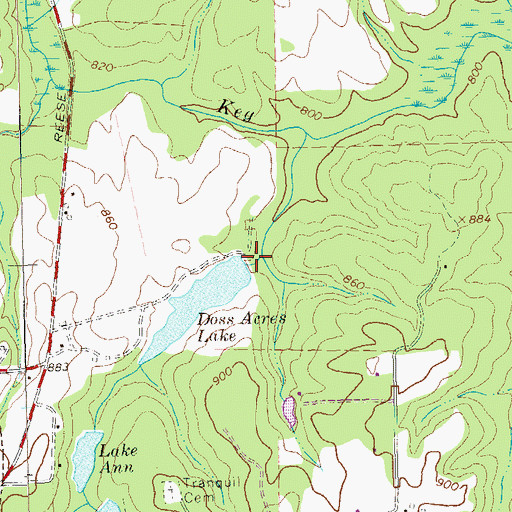 Topographic Map of Doss Acres Lake Dam, GA