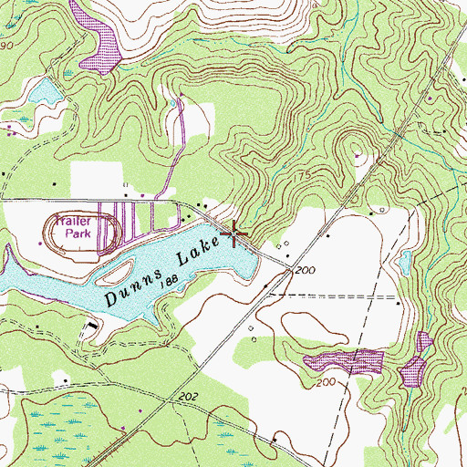 Topographic Map of Dunns Lake Dam, GA