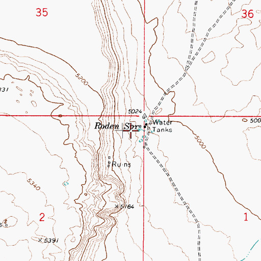 Topographic Map of Roden Spring, AZ