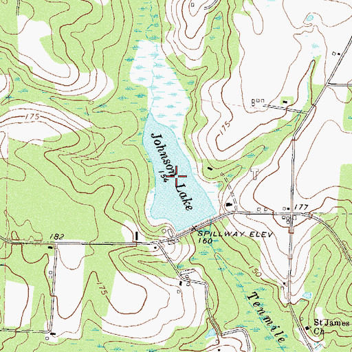 Topographic Map of Johnson Lake, GA