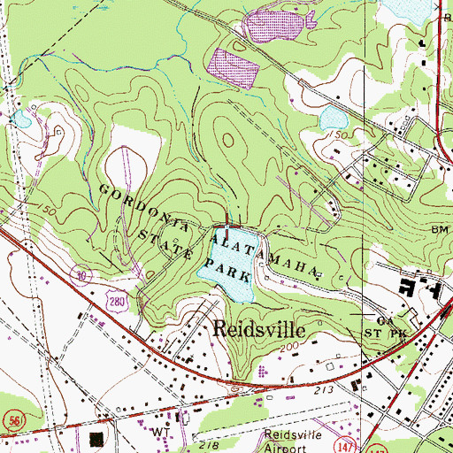 Topographic Map of Gordonia Alatamaha Lake Dam, GA