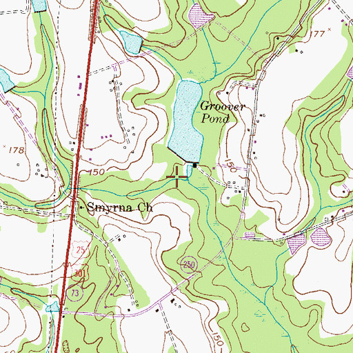 Topographic Map of Waters Pond Dam, GA
