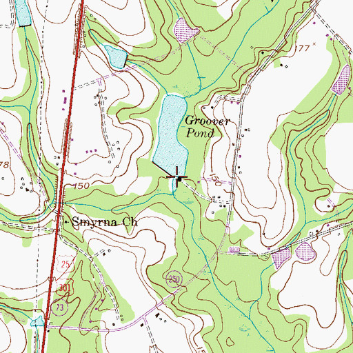 Topographic Map of Waters Pond, GA