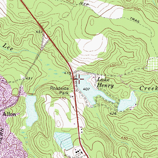 Topographic Map of Lake Henry Dam, GA