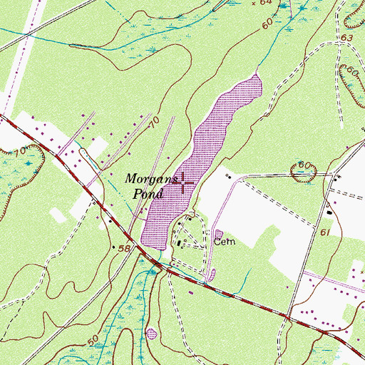 Topographic Map of Morgans Pond Dam, GA