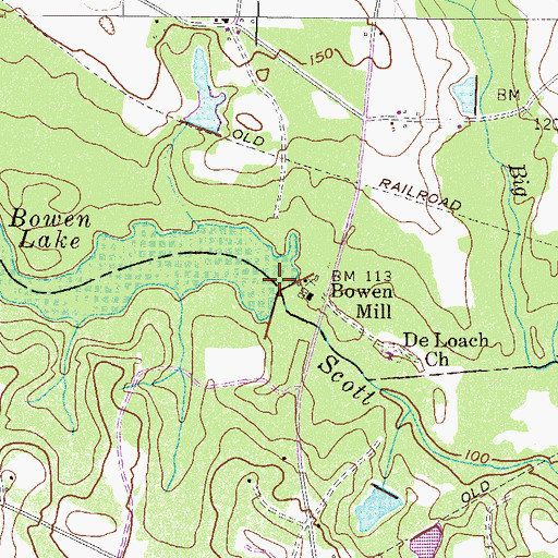 Topographic Map of Bowen Lake Dam, GA