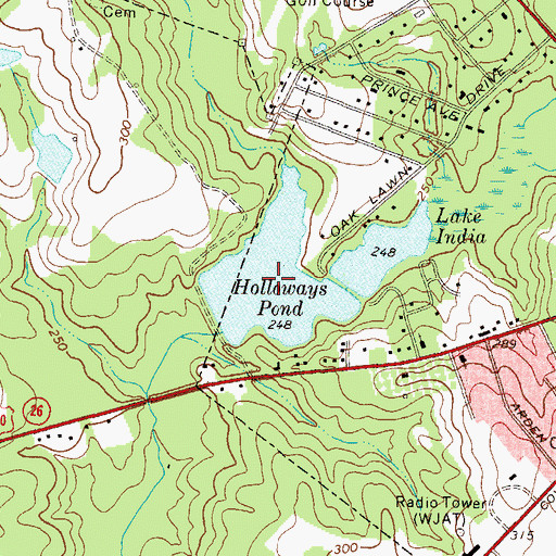 Topographic Map of Halloways Pond Dam, GA