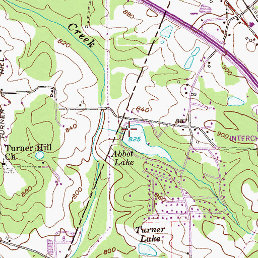 Topographic Map of Abbot Lake Dam, GA