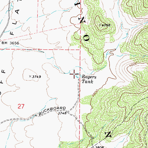 Topographic Map of Rogers Tank, AZ
