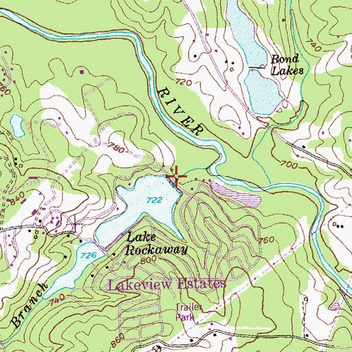 Topographic Map of Lake Rockaway Dam, GA