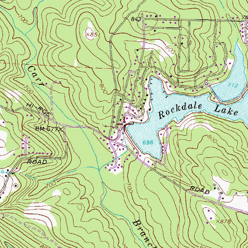 Topographic Map of Rockdale Lake Dam, GA