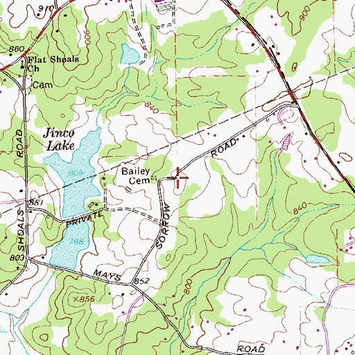 Topographic Map of Pine Wood Shores Lake Dam, GA