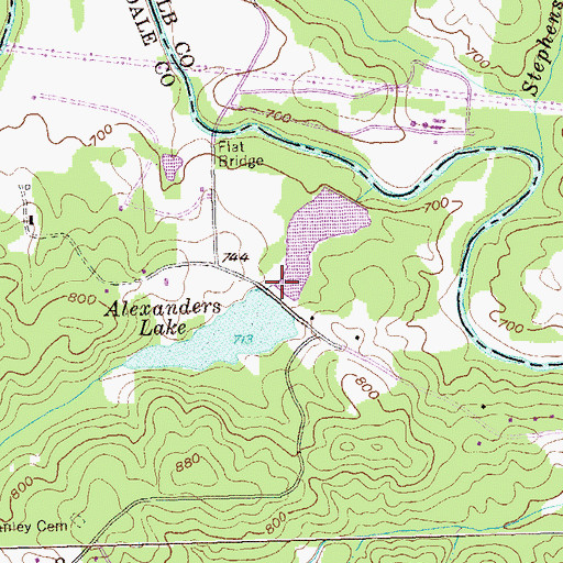 Topographic Map of Upper Alexander Lake Dam, GA