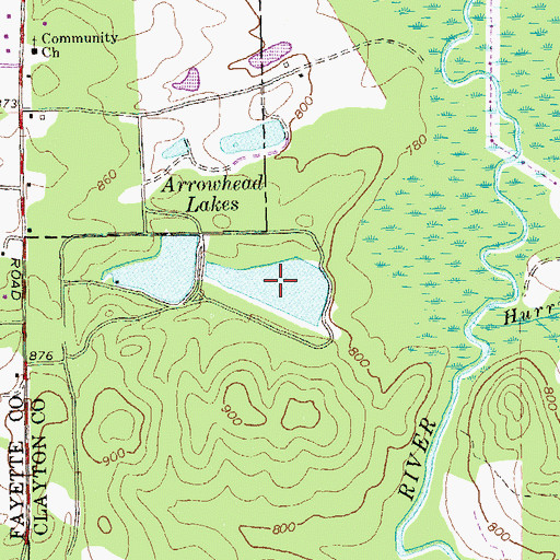 Topographic Map of Arrowhead Lake, GA