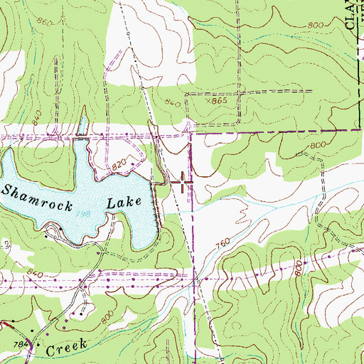 Topographic Map of Lake Shamrock Dam, GA