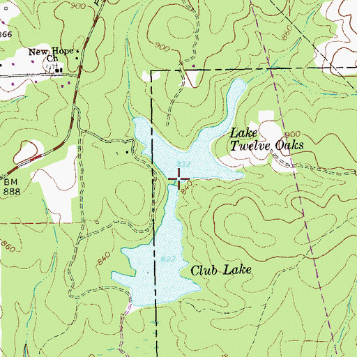 Topographic Map of Twelve Oaks Lake Dam, GA