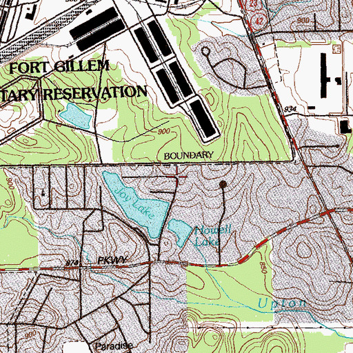 Topographic Map of Joy Lake West, GA