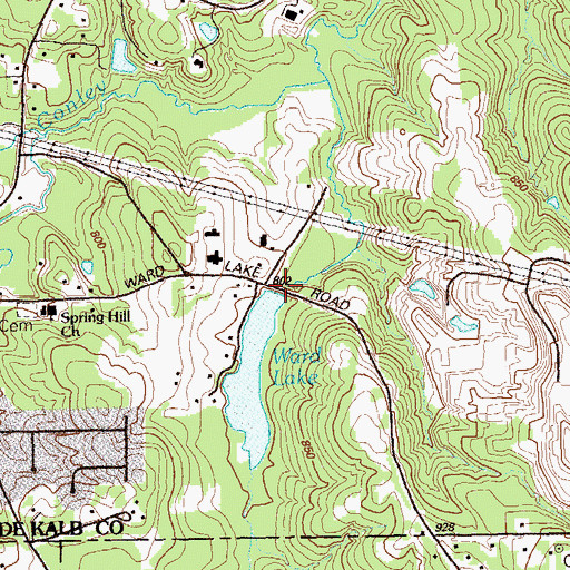 Topographic Map of Ward Lake Dam, GA