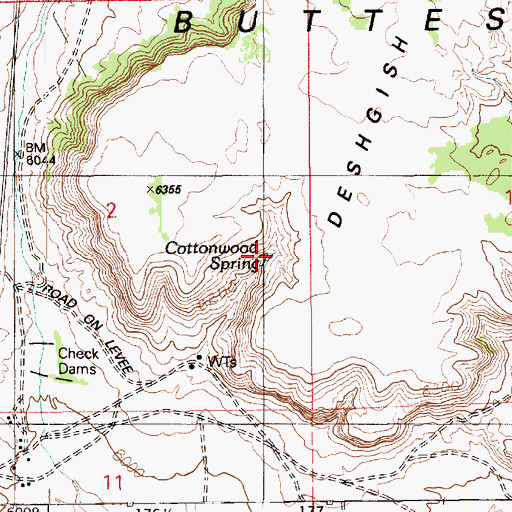 Topographic Map of Cottonwood Spring, AZ