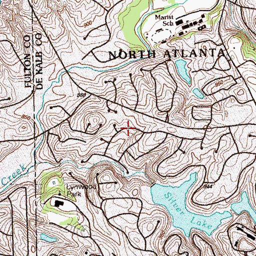 Topographic Map of Silver Lake Dam, GA