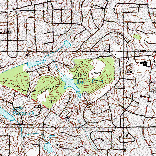 Topographic Map of Lake Erine Dam, GA