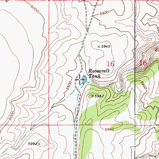 Topographic Map of Roosevelt Tank, AZ