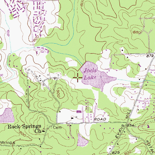Topographic Map of Joels Lake Dam, GA