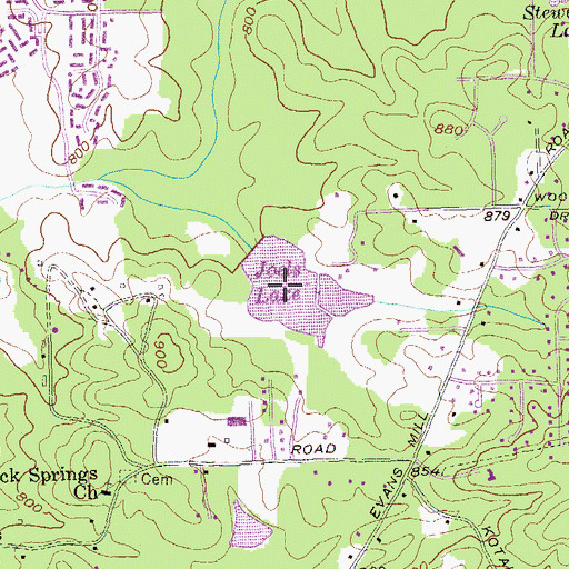 Topographic Map of Joels Lake, GA