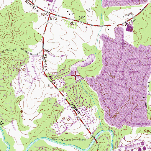 Topographic Map of Lehigh Lake Dam, GA