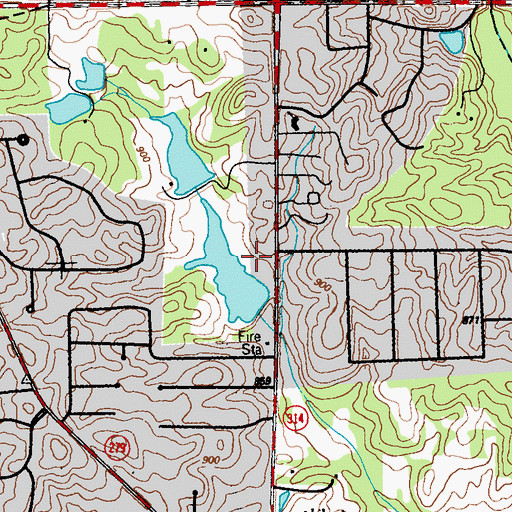 Topographic Map of Dickson Lake Dam, GA