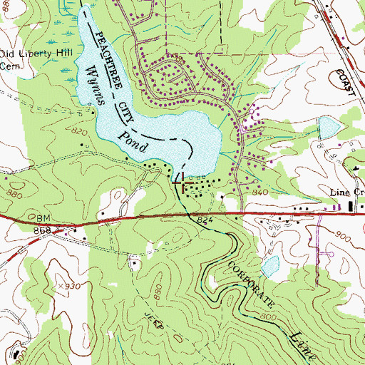 Topographic Map of Wynns Pond Dam, GA