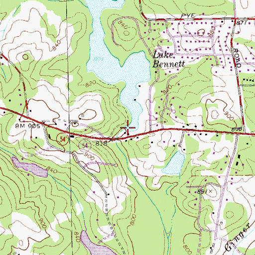 Topographic Map of Lake Bennett Dam, GA