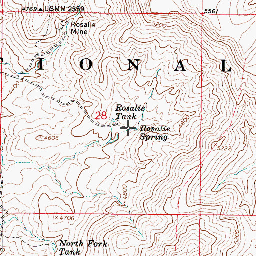 Topographic Map of Rosalie Spring, AZ