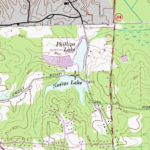 Topographic Map of Neelys Lake Dam, GA